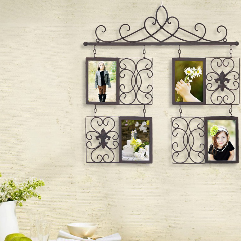 AdecoTrading 4 Opening Decorative Iron Metal Wall Hanging Collage